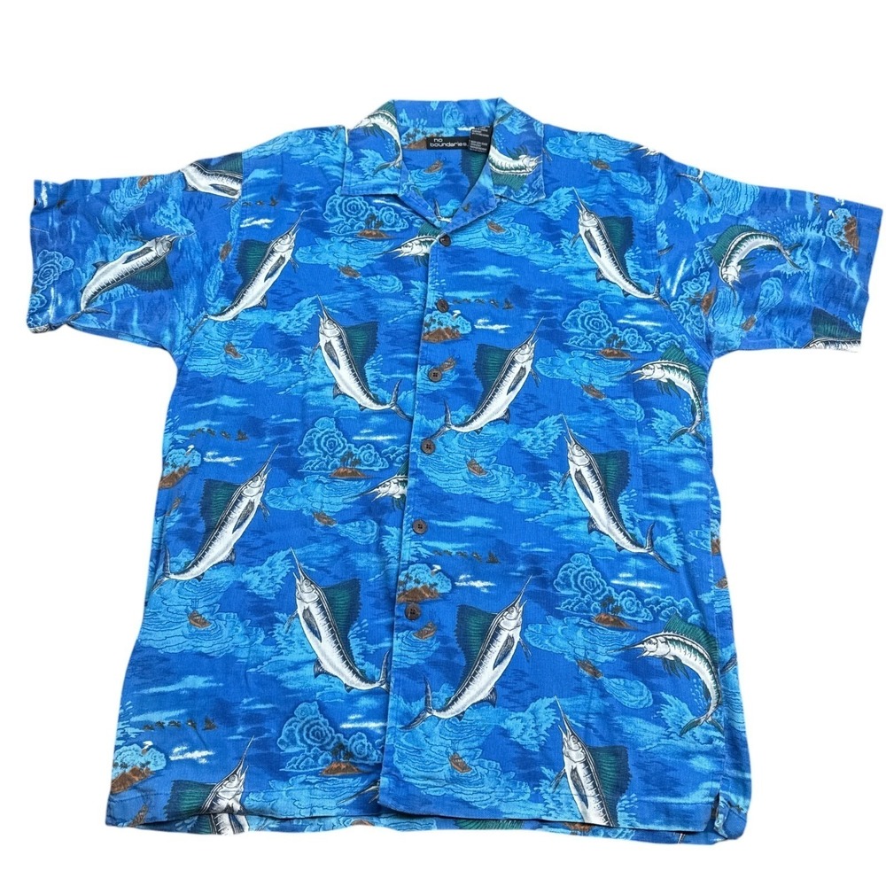 No Boundaries Fishing Corduroy Shirt Mens Size‎ Large Blue Vintage Y2K